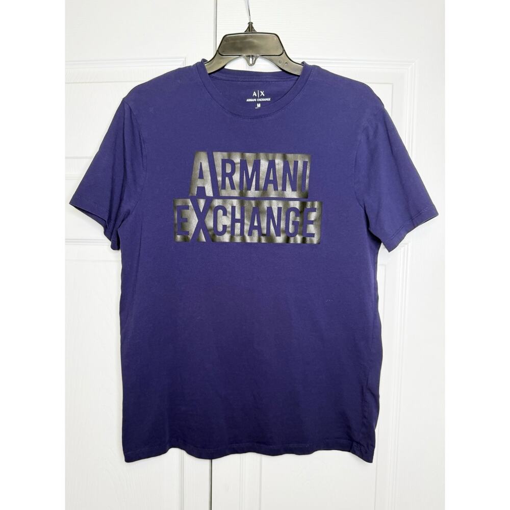 Armani Exchange Men's Crewneck Stretch T-shirt Dark Blue Logo Size M New